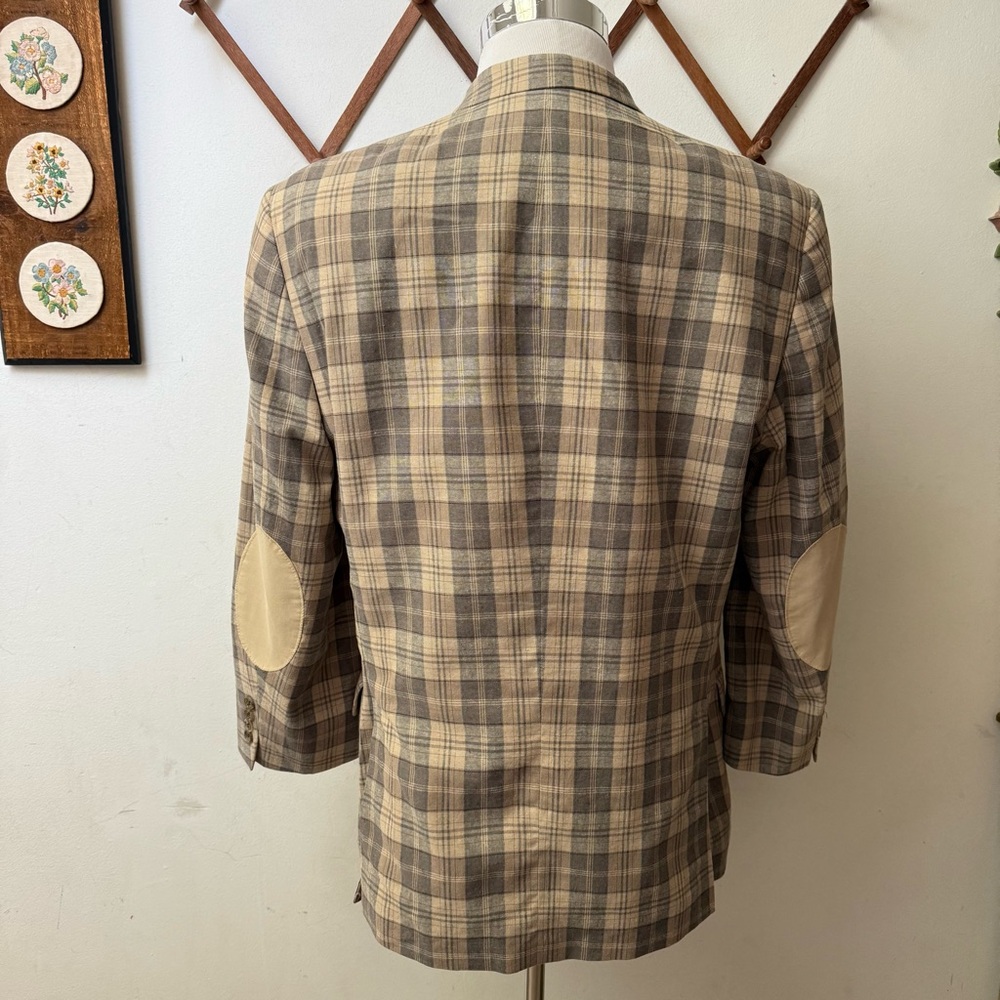 Linen Plaid Elbow Patch Blazer - image 7